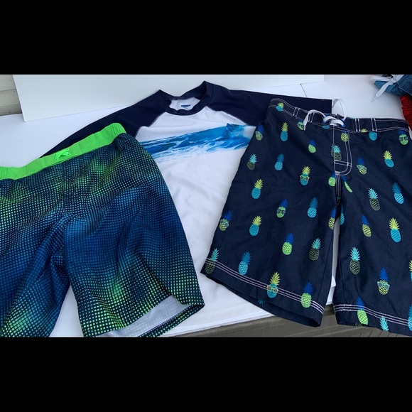 Swimming Trunks and Swim Top Boys Size 8 3 in 1 Bundle - Picture 1 of 9